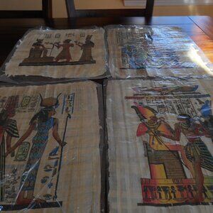 Authentic Ancient Egyptian hand painted on papyrus set of 4